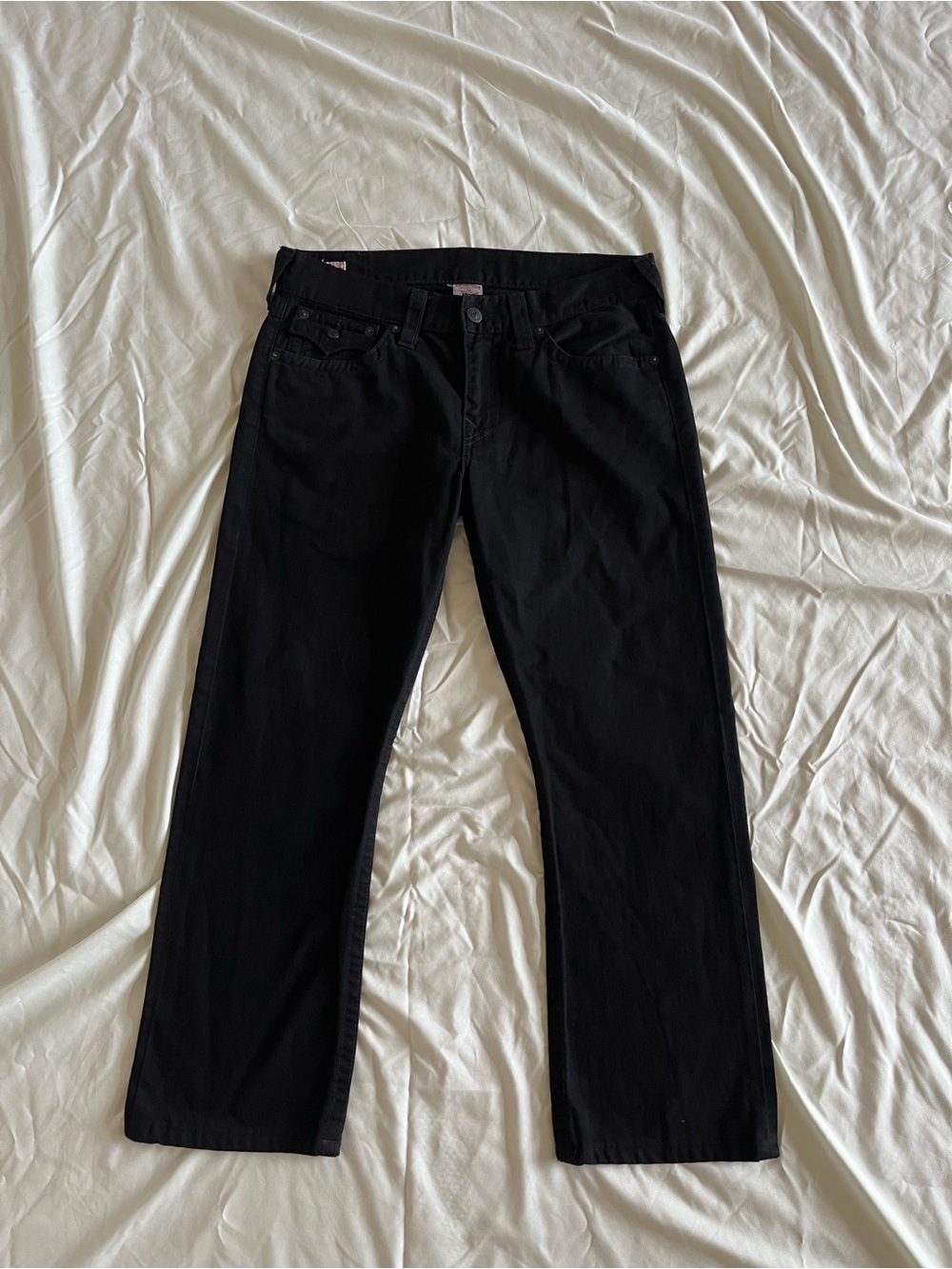 Vintage True Religion Ricky Straight Leg Black Jeans Made in USA Size 34 Y2K